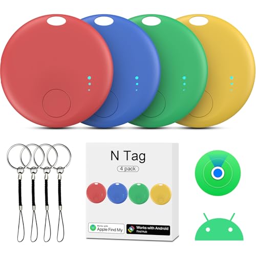 Smart Tags-4 Pack for Apple or Android Tracker Tags, Dual System Bluetooth Tracker, Works with Google'S Find Hub (Android) and Apple Find My (iOS), Item Finder for Keys, Item Locator