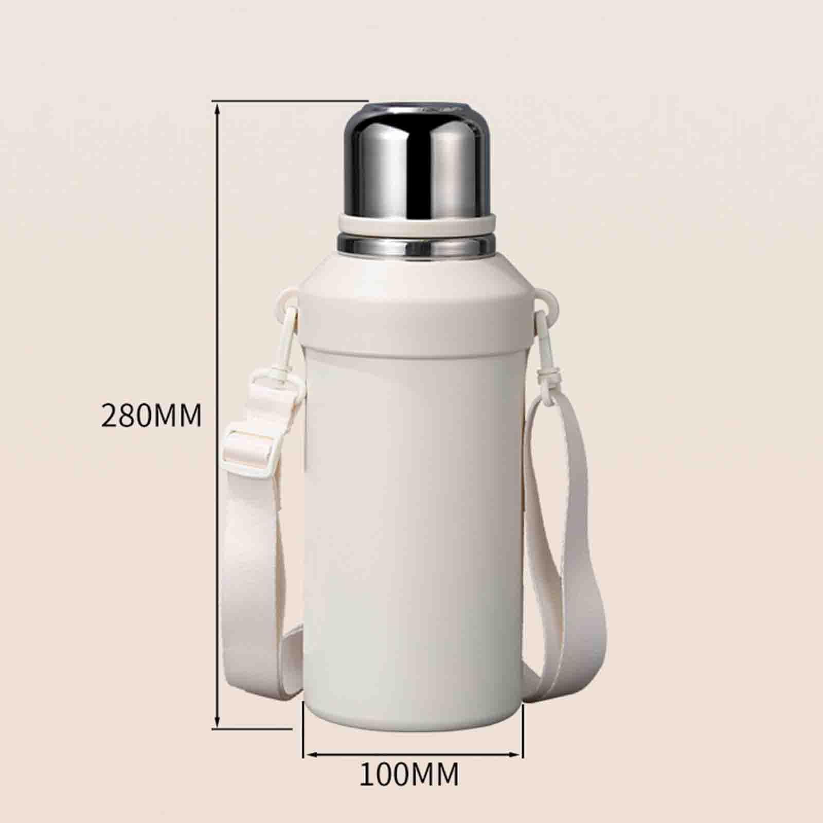 JUSHZ Sport Wasserflasche Water Bottle Wasser Flasche Thermoskanne Mit Becher Thermobecher Thermosflaschen Isolierflasche Auslaufsicher Mit Henkel Edelstahl Tragbar Im Freien Auto (1500ml,Black)