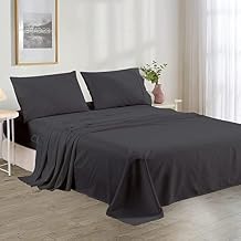 4 Piece Sheet Set - Twin Sheets - 400 Thread Count 100% Cotton Bed Sheet Set - 10 Inch deep Pocket Fitted Sheet with Elastic All Around Dark Grey Solid - Twin Sheets
