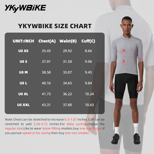 Ykywbike YJZ215-FBA Pro Cycling Jersey Men Aero Bike Jersey Short Sleeve Road Bike Shirt Wicking Breathable Quick Dry 4 Pocket Gray thumb #5