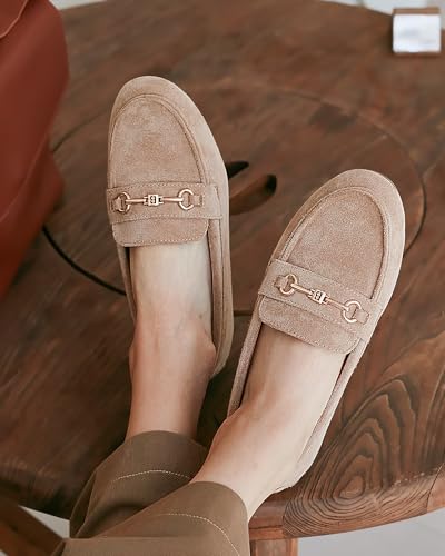 Image of BGSTGUDS Women's Wide Loafers Shoes Cute Dressy Shoes Ladies Comfort Slip Ons Work Shoes