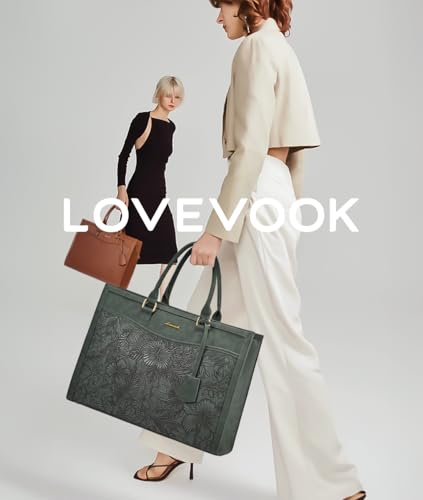 Image of LOVEVOOK Laptop Tote Bag for Women, Office Work Bag Briefcase fit for Laptop, Large Capacity Teacher Bag Handbag