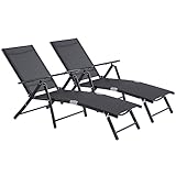 Haquatisol Outdoor Chaise Lounge Chair Set of 2，Reclining Folding Pool Patio Lounger with 8 Level A
