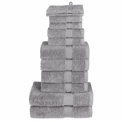 LLEZKBR Home & Garden,Linens & Bedding,Towels-home-12-teiliges Premium-Handtuch-Set, SOLUND Grey, 600 g/m²