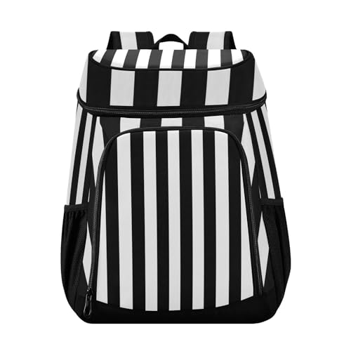 White Black Stripe Cooler Backpack Cooler Insulated Leak Proof Lunch Backpack 36 Cans Waterproof Soft for Men Women Picnic Hiking Camping Beach
