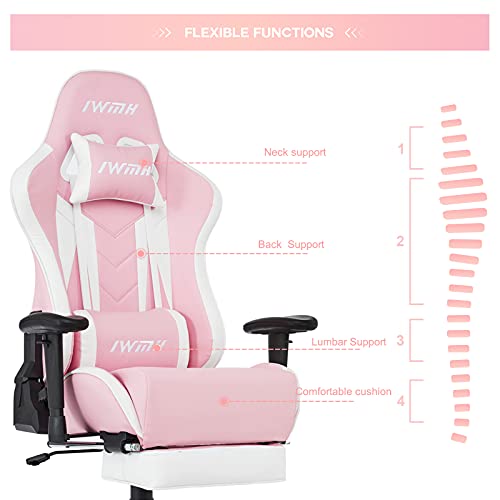 IntimaTe WM Heart Chaise Gaming Chaise de Jeu Racing Chaise Siege Gaming Fauteuil Gaming Chaise de Bureau Chaise pivotante Chaise d'ordinateur Chaise Gamer Chaise de Course Chaise en Cuir Pink