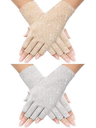 Maxdot Women Sunblock Fingerless Gloves UV Protection Driving Gloves Summer Mitten Non Slip for Outdoor Cycling Manicures