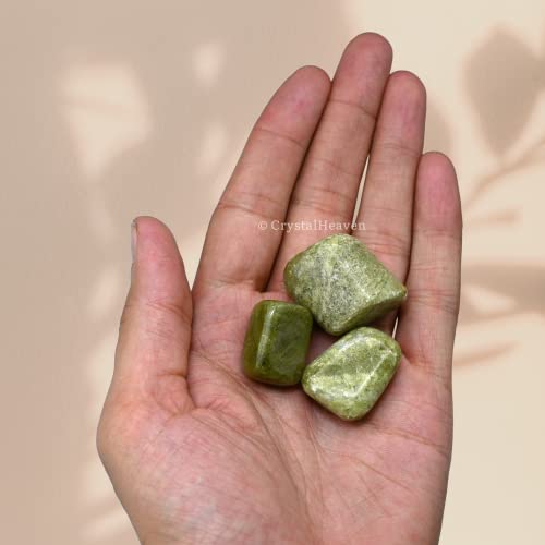 Image of Certified Vesuvianite Crystal Healing Tumbled Stone, Natural Polished Crystals for DIY Crafts, Manifestation, Meditation, Pooja Feng Shui and Reiki Healing (30 Grams)
