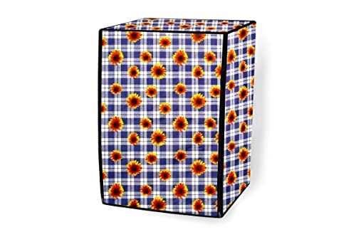 Image of Stylista Washing Machine Cover Compatible for Bosch 8 kg Front Load WAT24463IN Gingham Floral Pattern Blue