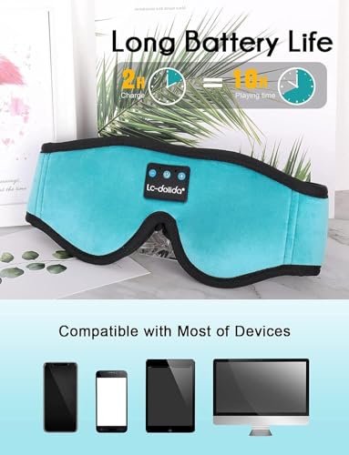 Image of LC-dolida Sleep Headphones, Sleep Mask Bluetooth Wireless Music Eye Mask, Bluetooth Headphones for Side Sleepers,Perfect for Travel, Night Work, Napping, Both Men and Women(Sky Blue)