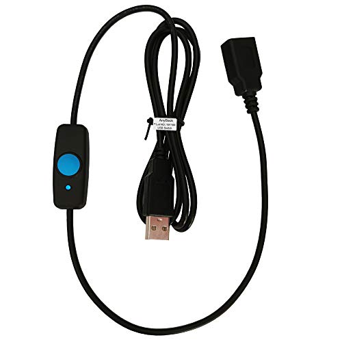 Switch On Off USB Power Extension Inline Cables Male to Female with LED Indicator and Push Button for Driving DC Desk Lamp and Fan and Strip Light AnyBack Blue 1