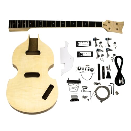 Kit completo fai da te per chitarra e basso: include tutti i componenti essenziali: corpo della chitarra in legno di alta qualità, manico e hardware senza saldatura