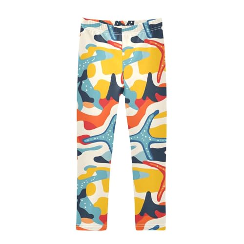 ALAZA Girls' Leggings Children's Yoga Pants Skinny Printed Dance Camouflage Starfish Comfortable 4T