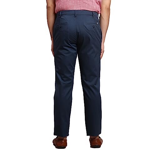 Image of Colorplus Men's Pure Cotton Solid Piece Dyed Pattern Contemporary Fit Flat Front Casual Trouser