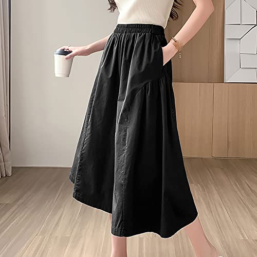 Uillui Womens Boho Gaucho Pants Wide Leg Flared Capri Pant Loose Flowy Palazzo Bottom High Waist Skirt Pant Cropped Culottes4