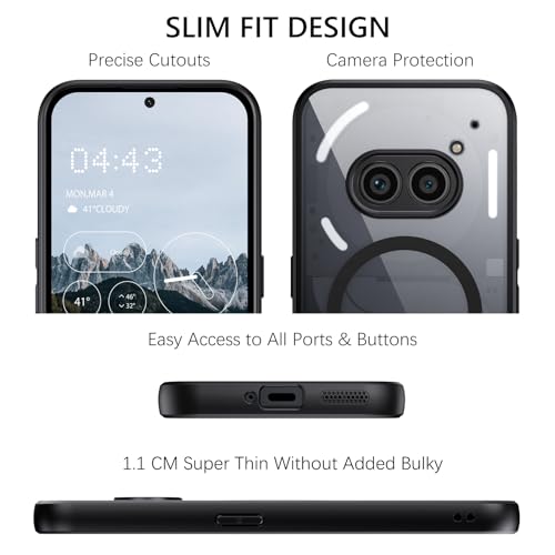 Image of GUAGUA Polycarbonate Clear Case For Nothing Phone 2A Case, [Compatible With Magsafe] Magnetic Anti-Scratch Translucent Matte Back Slim Shockproof Phone Cover,Clear