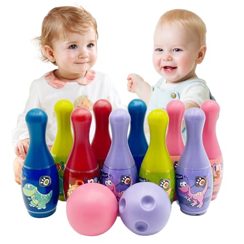 Smavles Bowling Set für Kinder Mit 10 Kegel und 2 Bälle, Mini Drin und Draußen Spielzeug Geschenke Spiele ab 3 Jahre Mädchen Junge