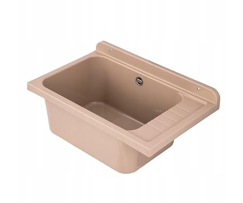 Ausgussbecken Waschbecken Spülbecken Waschtrog draußen Garten Garage Keller Waschraum Waschküche Werkstatt (Beige)