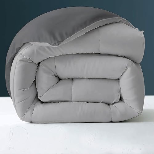 Image of Day Care - 500 GSM Hotel Quality-Down Alternative Reversible Comforter (90 inch x 90 inch Inches /228cm x 228cm) - Comforter Queen Size|Silver /Dark Grey