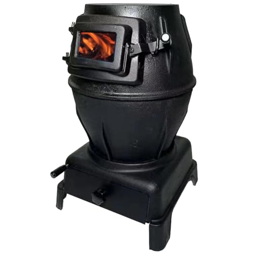 Petit Poele A Bois en Fonte Multifonctionnel Poeles A Bois avec Fenêtre de Vue, Cuisinière À Bois pour Chauffage et Cuisson, Poêle À Bois pour Villas, Abris(Medium)