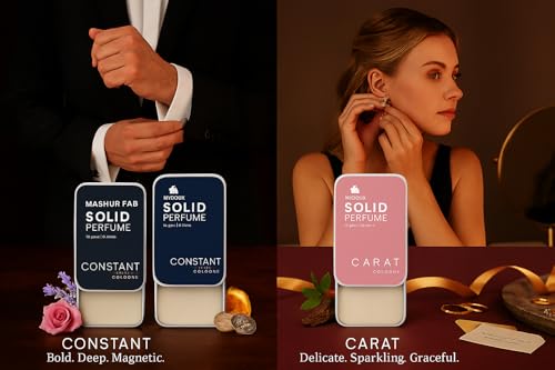 Image of Solid Perfume Combo - Soiree & Antonia | 2-Pack Alcohol-Free Natural Cologne | Long-Lasting Fragrance for Men & Women | Citrus, Floral & Woody Notes | 12g Each (Bergamot, Mimosa flower)