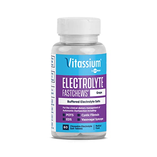 Vitassium FastChews with Electrolytes for Sodium & Potassium Replenishment, Bottle of 60 FastChews Tablets, Grape