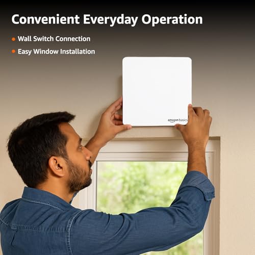 Image of Amazon Basics Axial Fan 6 inch | 22W | 7 Blades | 135 mm Sweep | 7.5 dB Low Noise | Window Mount | Wall Switch Control | White Plastic Body