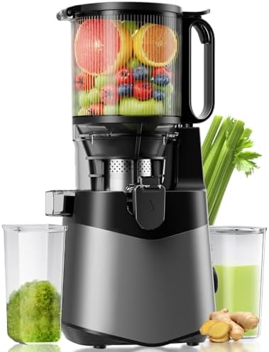 EanOruus Cold Press Juicer, 5.8" Wide Feed Chute Juice Extractor ...
