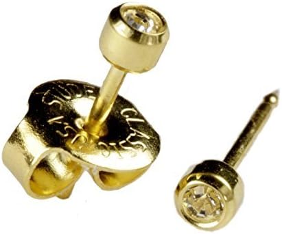 Ear Piercing Earrings SHORT POST Baby Studs Gold Clear Gem Studex System 75 Hypoallergenic by Studex