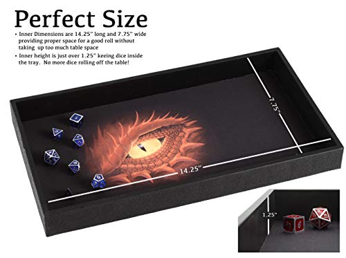 Forged Dice Co. Dice Tray 14" - Double Sided And Removable Neoprene Rolling Dice Mat - For Any Dice Or Board Game, Tabletop Rpgs Like D&D Pathfinder Roleplaying Game Black Tray W/Red Eye #TOP2