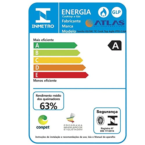 Cooktop Atlas 5 Bocas Agile Up com tripla chama - Bivolt
