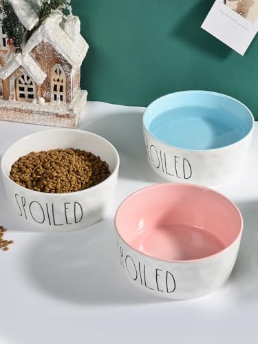 WoofinPets Keramik-Hundenapf, 15,2 cm, kleiner Futternapf, robust, rutschfest, für mittelgroße Hunde, lebensmittelechtes Porzellan, mikrowellen- und spülmaschinenfest, Rosa