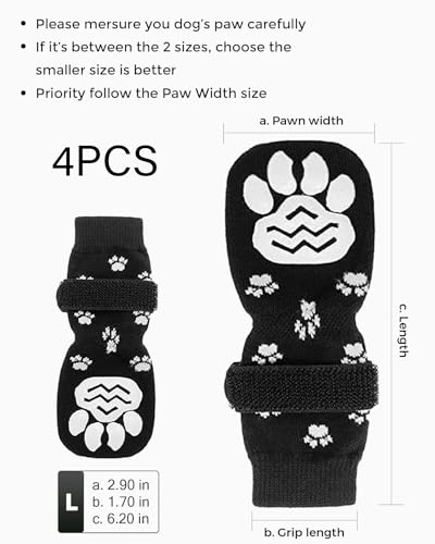 ZAMXHUG 4pcs Indoor Anti-Rutsch Socken für Hunde,Hundesocken Anti Rutsch,Antirutschsocken Hund Mit Klettverschluss,Hundeschuhe Pfotenschutz Haustierpfoten Schutz Traktion Kontrolle Socken