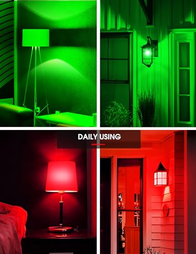 Image of L LOHAS LED Red and Green Light Bulbs Outdoor for Christmas Decoration | A19 9W, 720LM, E26 Base, Non-Dim, 4 Pack