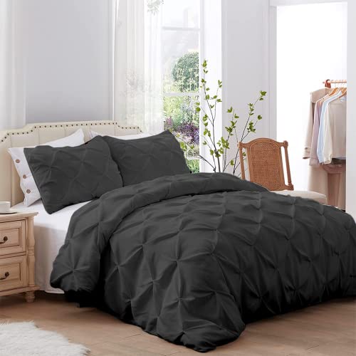 Kotton Culture 600 Tc 3 Piece Pinch Pleated Duvet Set - 100% Egyptian Cotton Comforter Cover With Zipper Closure & Corner Ties | Plush Pintuck Bedding With 2 Pillow Shams (Oversized King, Grey) #TOP15