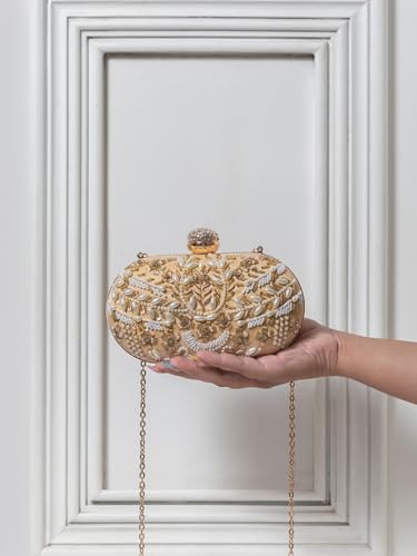 Image of THE TAN CLAN Elizah Zarozi Hand Embroidered Clutches for women Purses Luxury Evening Handbags for ladies