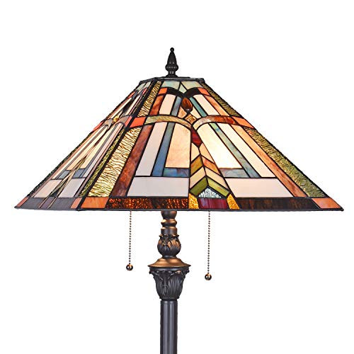 Thatyears Tiffany Floor Lamps-Stained Glass Tiffany Style Floor Lamps For Living Room-16'' Decor Standing Tiffany Mission Reading Lamps With 65'' Antique Pole For Corner Bedroom Home Office #TOP3