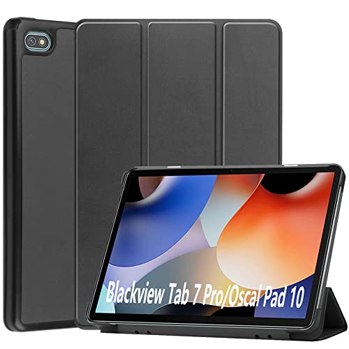 Dlahaby Hülle Kompatibel mit Blackview Tab 7 Pro/Tab 7 / Oscal Pad 10,Schutzhülle mit Standfunktion Flip Hülle Cover für Blackview Tab 7 Pro/Tab 7/ Oscal Pad 10 Tablet,A-Schwarz
