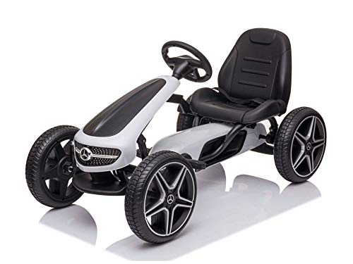 FINOOS véhicule pour Enfants Go-Kart Mercedes Pédale Voiture Vélo de Route avec Pneus en Caoutchouc 3-7 Ans (Blanc) Cover