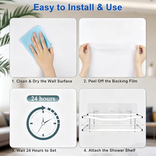 AOzT 4 Packs Strong Adhesive Hooks - for Shower Caddy Kitchen Racks, No Drilling, Transparent, Heavy-Duty Hold — view 5