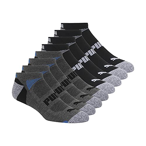 Puma Men's Tall Size 8 Pack Low Cut Socks, Steel Grey/Strong Blue, 13-15 #TOP20