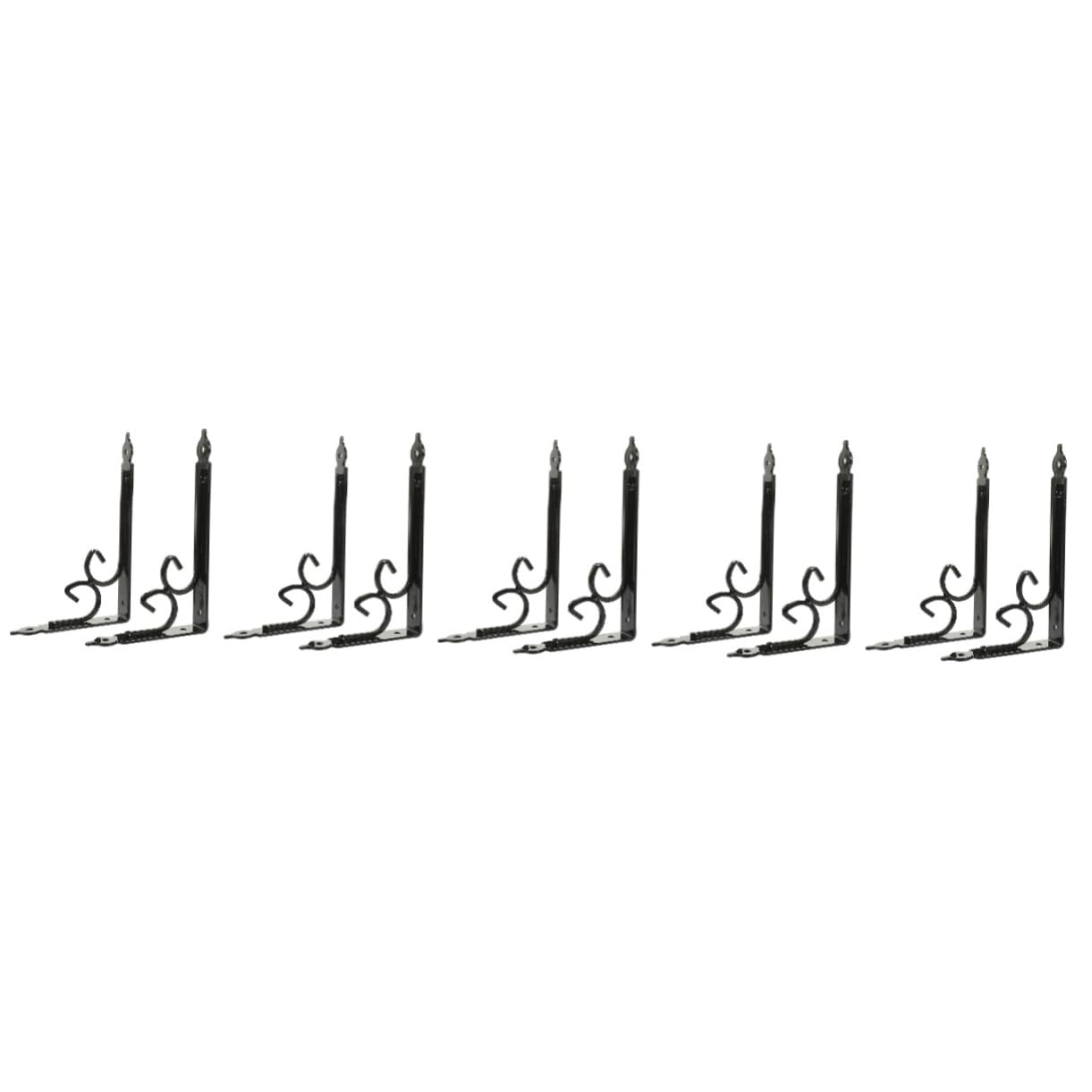 Supports d'étagère épais style européen GALPADA fixation murale noire lot de 10