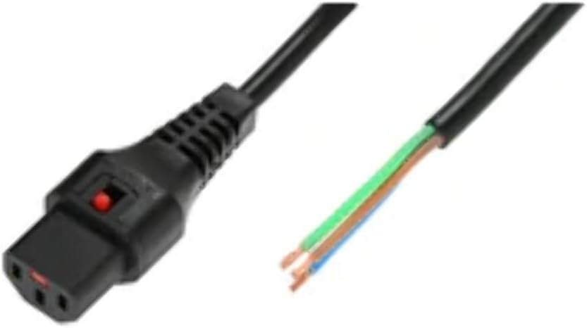 IEC Lock PC1025 C13 Coupler 2 m Power Cable – Power Cable (2 m, C13 Coupler, Male, Black, Right, Black Black)