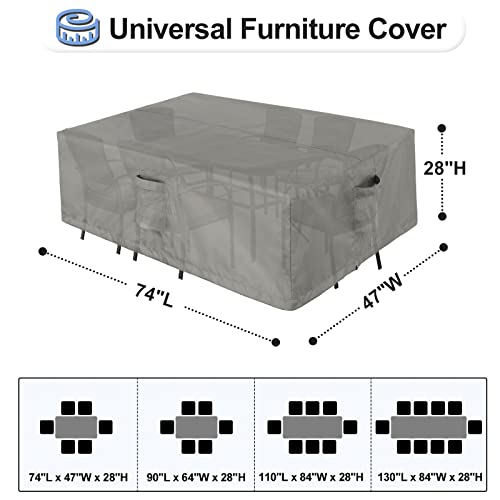 Outdoorlines Outdoor Waterproof Patio Table Furniture Set Covers - Rectangle Couch Sectional Cover Outside Weatherproof Patio Furniture Covering For Deck, Lawn And Backyard 74"L X 47"W X 28"H, Gray #TOP1