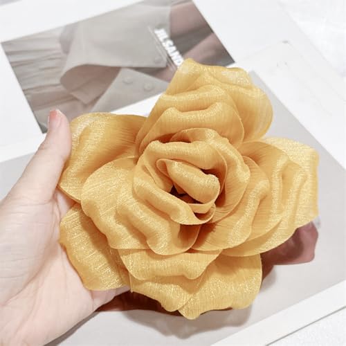 Image of Flash Camellia Flower Brooch Pin for Women Men Elegant Texture Fabric Dahlia Rose Floral Brooches Lapel Pins Dainty Wedding Holiday Party Costume Dress Accessories Jewelry