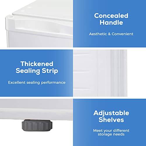 Kismile Upright Freezer,2.1 Cu.ft Mini Freezer with Reversible Single Door,Removable Shelves,Small Freezer with Adjustable Thermostat for Home/Kitchen/Office (White)
