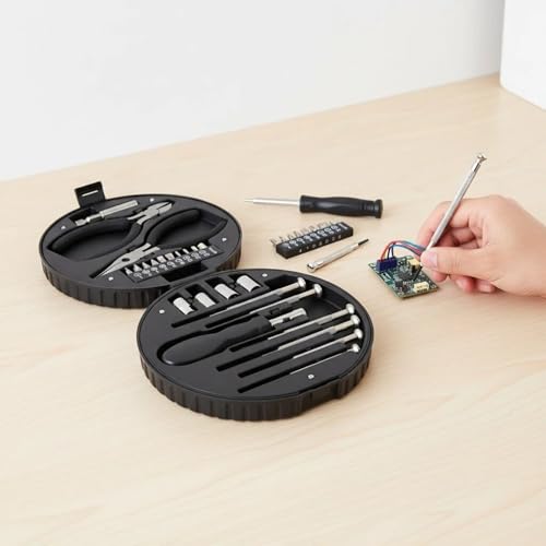 Set de herramientas mini 24 piezas con caja almacenamiento llanta miniatura 2