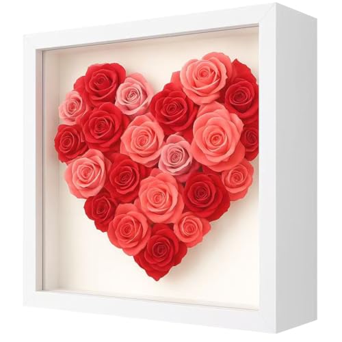 Marco de Fotos 3D para Rellenar 20 x 20 cm, Marco de Objeto de Madera de 3 cm de Profundidad para Pared y Escritorio, Marco de Objeto 3D para Ramo de Boda, Obra de Arte de Bricolaje y Marco de Fotos