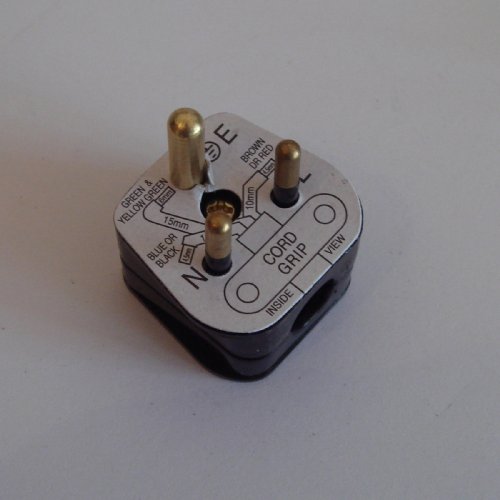 - 2 Amp Round Pin Plug Black - 2APLUGB