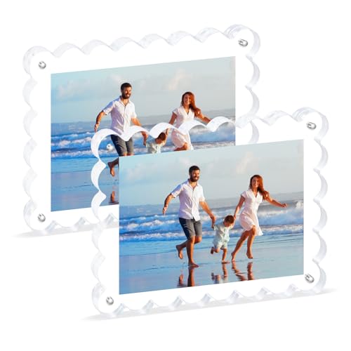 Novacrylion 2 Pack Acrylic Magnetic Photo Frame Clear 5x7 Picture Frames